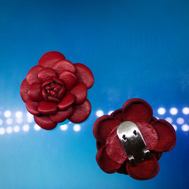 Leather Flower Shoe Clips Camellia shoe clips Flower Etsy