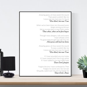 Amazing Grace | John Newton | Typography | Christian Music Art Print | Lyrics Poster | Gospel Praise Worship Song