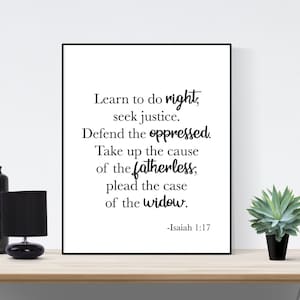 Learn To Do Right | Isaiah 1:17 | Christian Wall Art | Scripture Art Print | Bible Verse Art | Christian Decor
