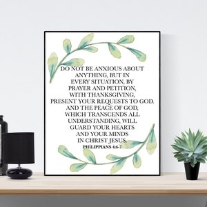 Philippians 4:6-7 | Do Not Be Anxious About Anything | Bible Verse Art | Christian Wall Art | Christian Decor | Scripture Art Print