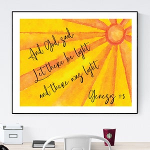 Genesis 1:3 | And God Said Let There Be Light | Christian Wall Art | Bible Verse | Home Decor | Inspirational | Scripture Art Print