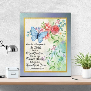 I&#39;m A New Creation | 2 Corinthians 5:17 | Bible Verse Art | Christian Wall Art | Scripture Art Print | Christian Gift | Bible Verse Wall Art
