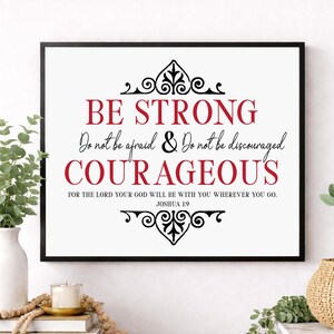 Joshua 1:9 Wall Art Print | Be Strong And Courageous | Bible Verse | Scripture Home Decor | Christian Encouragement | Faith Gift