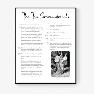 The Ten Commandments Art Print | Christian Scripture Wall Art | Biblical Home Decor | Exodus 20 | Living Room | Church Bible Verse | Poster