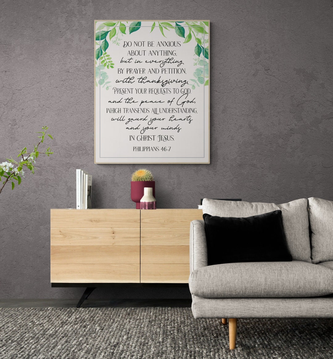 Philippians 4:6-7 Bible Verse Art Print | Do Not Be Anxious About ...