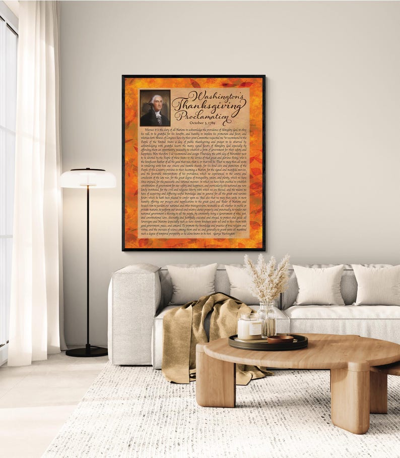 Frame For Proclamation George Washington Wall Art Print | Thanksgiving Proclamation | Holiday ...