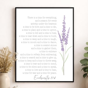 Ecclesiastes 3:1-8 Bible Verse Wall Art | Christian Scripture Print | Timeless Seasons of Life Home Decor | Inspirational Religious Artwork