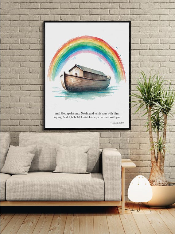 Genesis 9:8-9 Wall Art Print | Noah and the Ark | Bible Verse