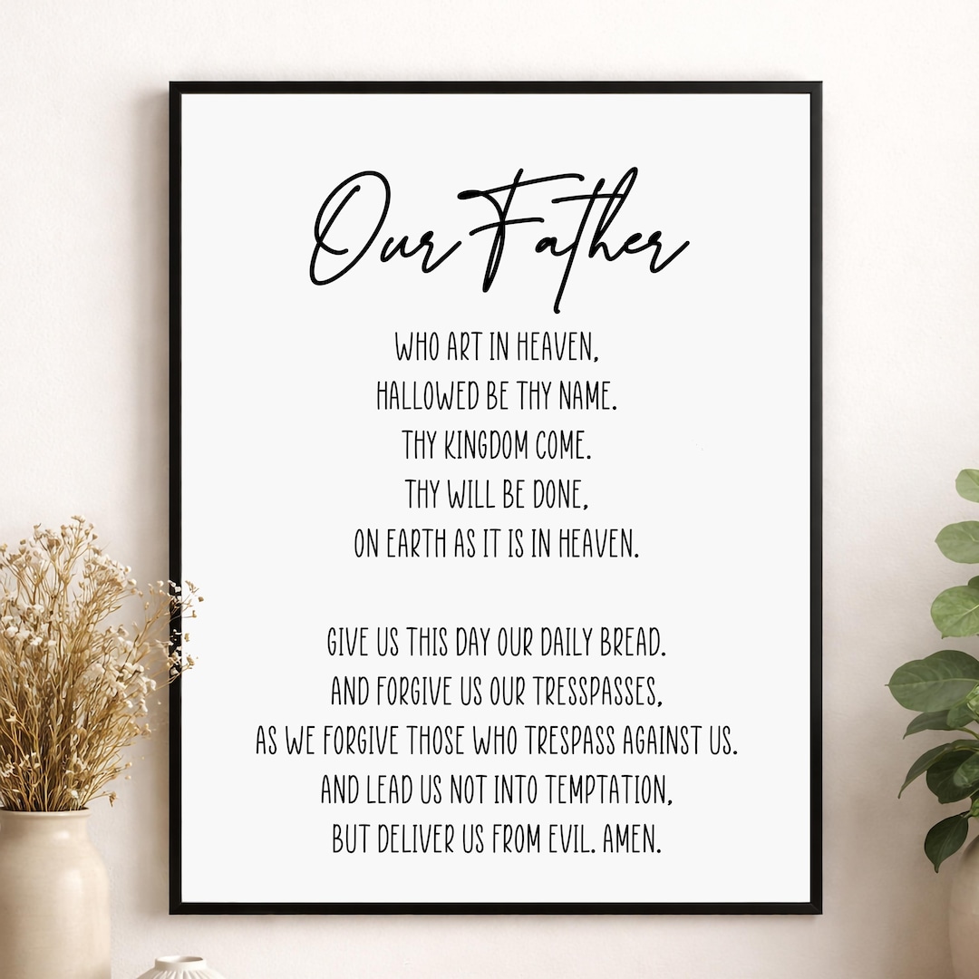 Our Father Prayer Wall Art Print | Lord's Prayer | Scripture Bible ...