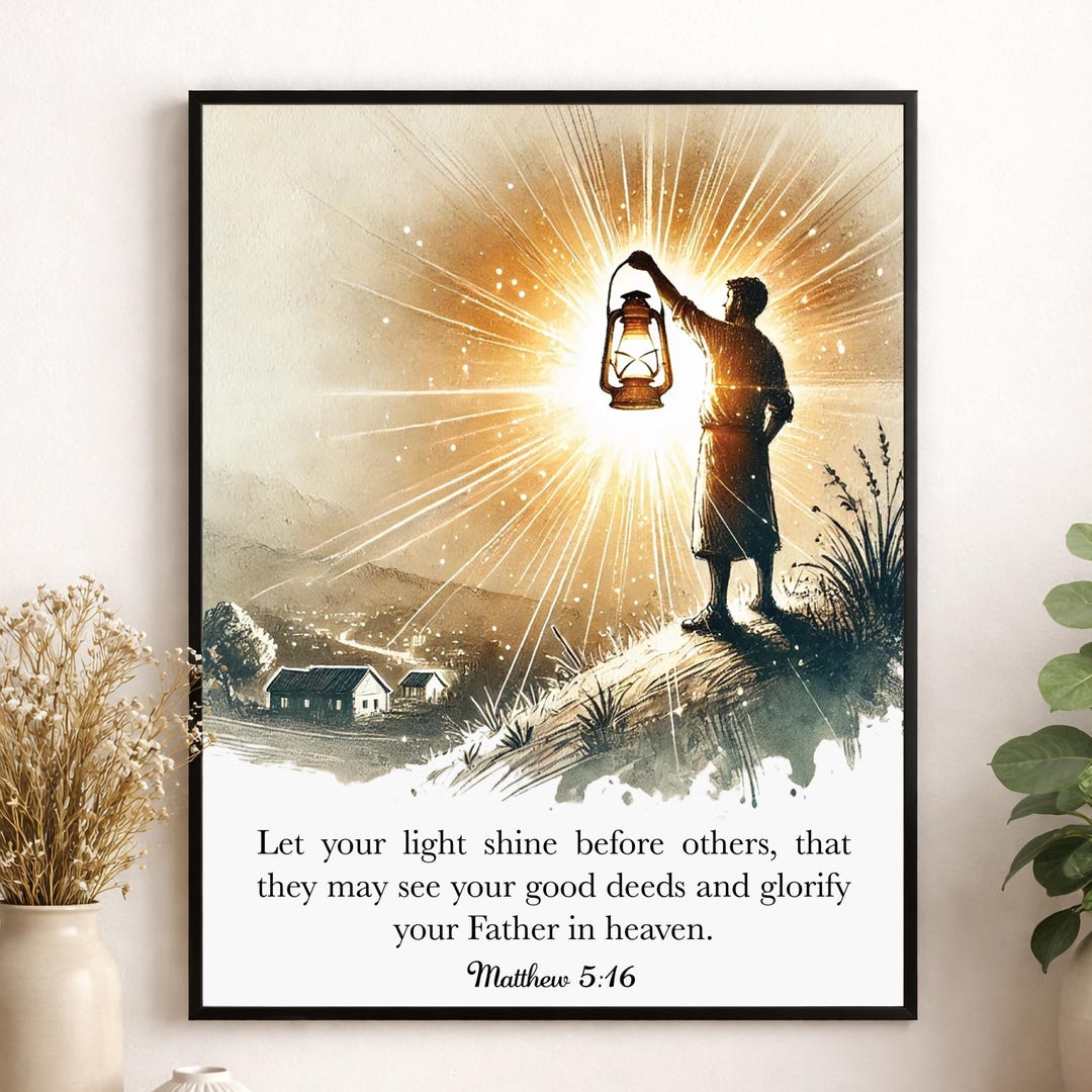 Matthew 5:16 Wall Art Print, Let Your Light Shine Scripture Wall Art ...