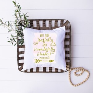 Estás temeroso y maravillosamente hecho / Salmo 133:14 / Madre Hija / Almohada decorativa / Diseño personalizado / Hecho en los EE. UU.