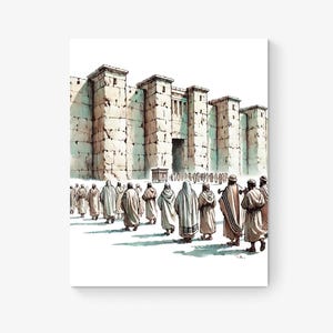 Los muros de Jericó / Josué 6:2 / Versículo bíblico / Decoración de la pared cristiana / Cartel de las Escrituras / Regalo para niños / Impresión de arte en acuarela
