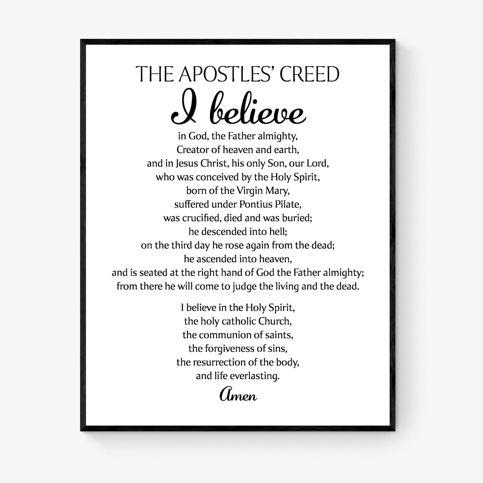 Apostles Creed Wall Art Print | Ancient Christian Creed | Living Room ...