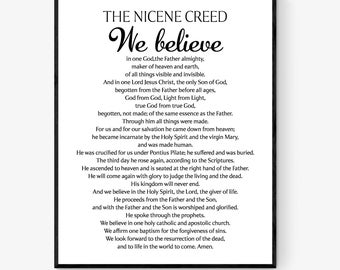 Nicene Creed Art Print | Ancient Christian Creed We Believe | Living Room Home Decor | Church | Religious Artwork | Typography Wall Poster