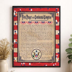 Stampa artistica cristiana / Prima preghiera del Congresso Continentale / Padri Fondatori / 1774 / Stati Uniti / Decorazione per la casa / Poster