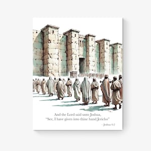 Los muros de Jericó / Josué 6:2 / Impresión de versículos bíblicos / Decoración de la pared cristiana / Cristiano / Cartel de las Escrituras / Regalo para niños / Impresión de arte