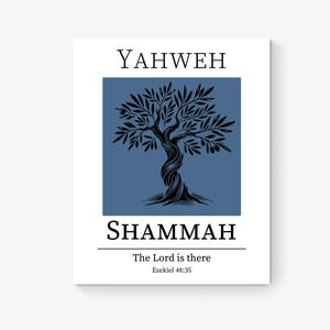 The Lord Is There | Ezekiel 48:35 | Hebrew Names of God | Christian Quote Sign | Scripture Decor | Living Room Wall Artwork | Art Print