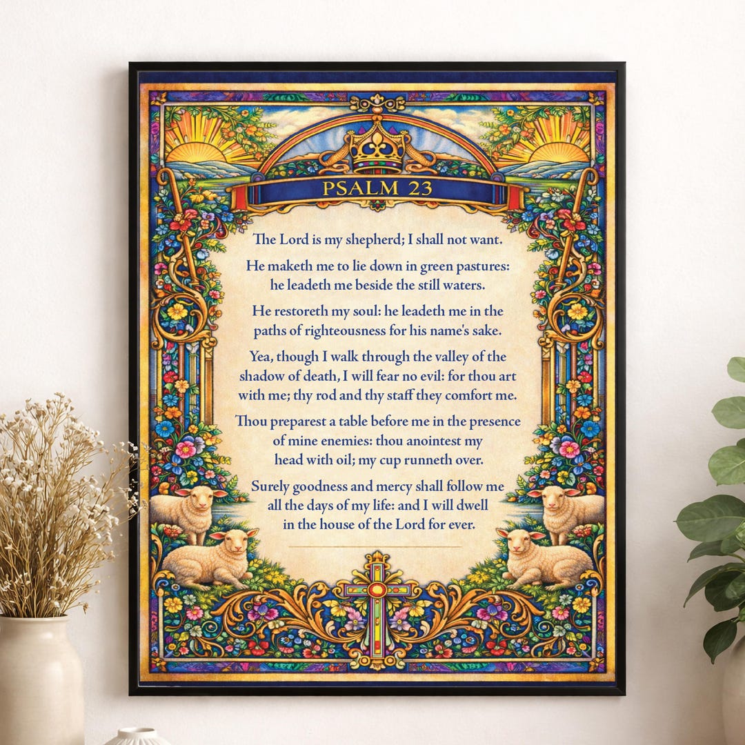 Psalm 23 Art Print, the Lord is My Shepherd Wall Art, Christian Decor ...