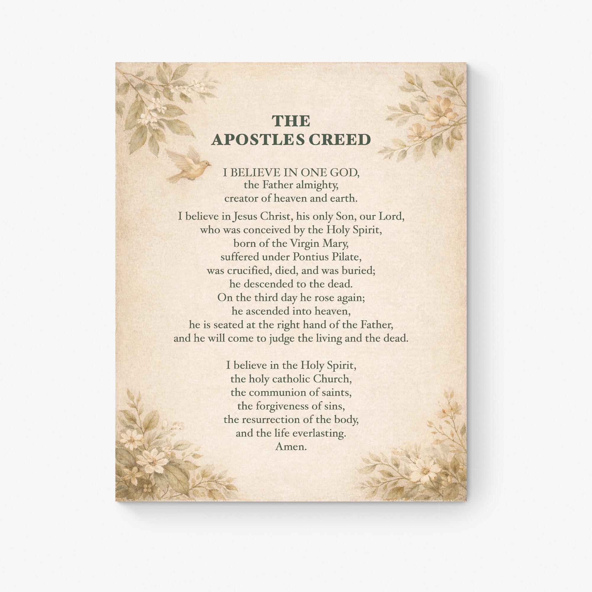 Religious Creed Examples Apostles Creed Art Print | Ancient Christian | Beige | Living Room Home ...
