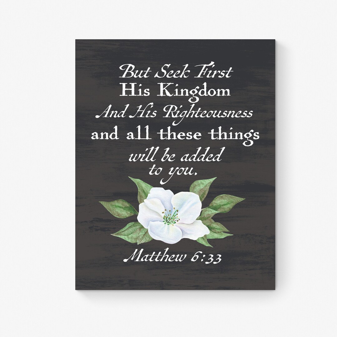 Toile Décorative Avec Verset Biblique Matthieu 6:33 - Art Chrétien Et Spirituel