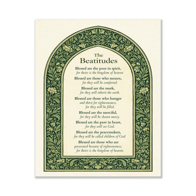 Beatitudes Wall Art Print | Vintage | Christian Bible Verse | Matthew 5 ...