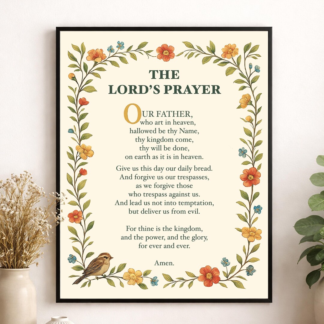 Lord's Prayer Wall Art Print | Ancient Christian | Bird | Living Room ...