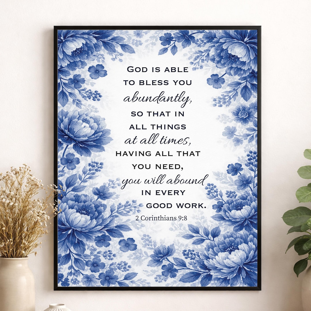 2 Corinthians 9:8 Bible Verse Art Print | God is Able to Bless You ...