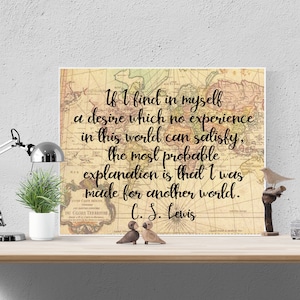 C.S. Lewis Sign | Made For Another World | C.S. Lewis Quote | Home Decor | Inspirational Wall Art | Christian Wall Art | C.S. Lewis