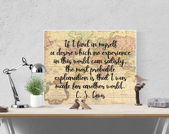 C.S. Lewis Sign | Made For Another World | C.S. Lewis Quote | Home Decor | Inspirational Wall Art | Christian Wall Art | C.S. Lewis