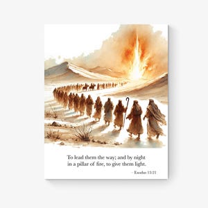 Pilar de Fuego / Éxodo 13:21 / Impresión de versículos bíblicos / Decoración de pared cristiana / Cristiano / Cartel de las Escrituras / Regalo para niños / Impresión de arte