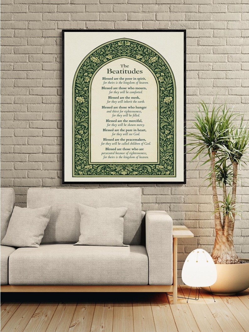 Beatitudes Wall Art Print | Vintage | Christian Bible Verse | Matthew 5 ...