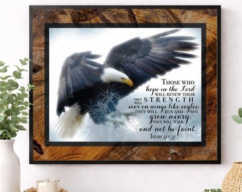 Isaiah 40:31 Wall Art Print | Soar On Wings Like Eagles | Christian Scripture Home Decor | Faith | Bible Verse Gift