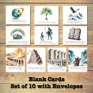 Versets bibliques cartes de vœux | Lot de 10 | Blanc à l'intérieur | Aquarelles chrétiennes | Écriture sainte | Papier cartonné de haute qualité avec enveloppe