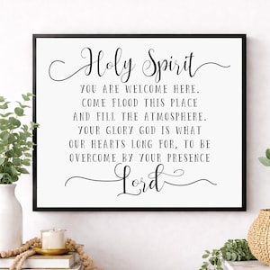 Holy Spirit You Are Welcome Here Christian Wall Art Print | Worship Lyrics | Scripture Home Decor | Modern Calligraphy Faith Gift
