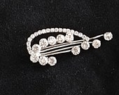 Vintage Clear Rhinestone Brooch, Silver Tone, FREE SHIPPING (U.S.)