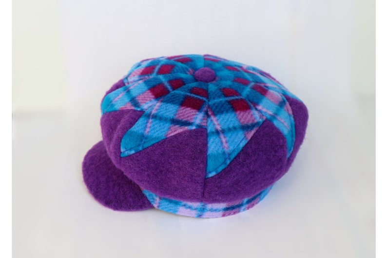 balloon hat Patchwork hat one size purple turquoise