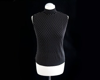 Silk shirt, stand-up collar, dot design, gr.M