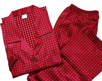 Men's silk pajamas, bordeaux, short sleeves, size. M