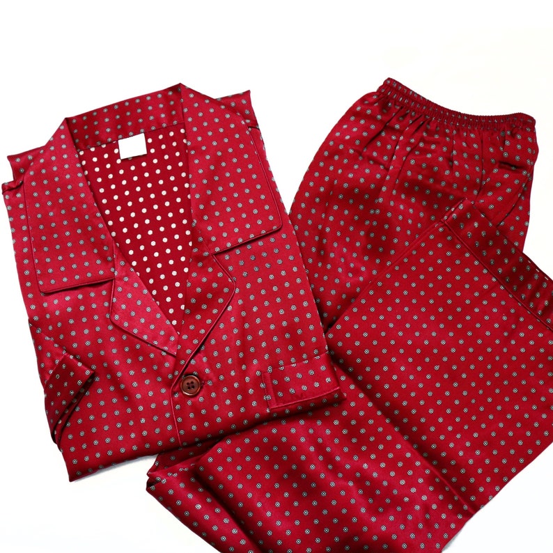 Men's silk pajamas, bordeaux, short sleeves, size. M image 1