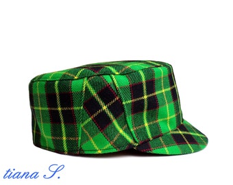 Cap, cap, check, green-black, size S