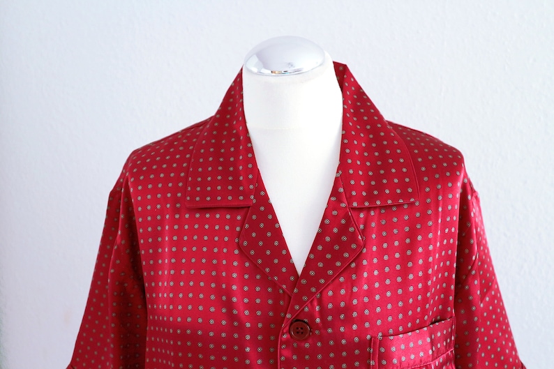 Men's silk pajamas, bordeaux, short sleeves, size. M image 6