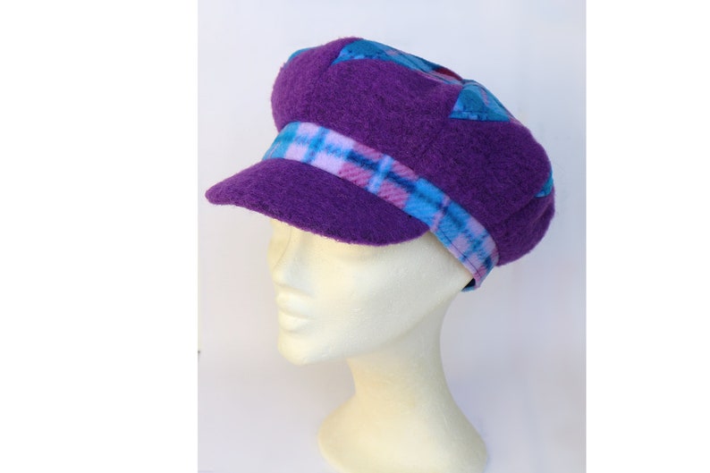 balloon hat Patchwork hat one size purple turquoise