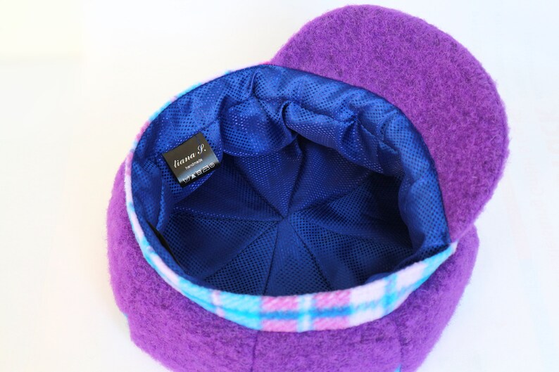 balloon hat Patchwork hat one size purple turquoise
