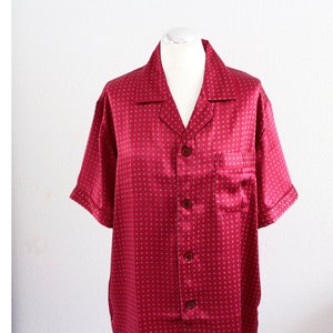 Men's silk pajamas, bordeaux, short sleeves, size. M image 4