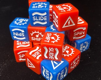 Gaslands Skid Dice - Shift / Slide / Hazard / Skid Dice 16mm - Miniatures Car Combat Wargame