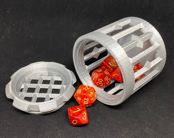 Dice Cages / Prisons / Jails / Cups for Dice Collectors - Round with Screw Cap - 3 Sizes: 7 to 14 Dice - Dungeons and Dragons - 3D Printed