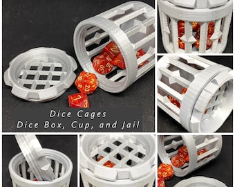 WHOLESALE - 20x Dice Cages / Prisons / Jails / Cups for Dice Collectors - Round with Screw Cap - 3 Sizes: 7-14 Dice - Dungeons and Dragons