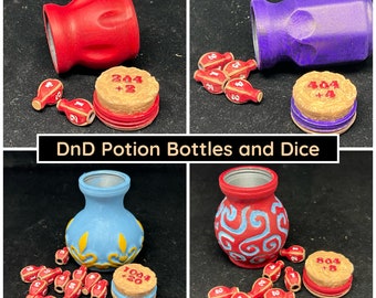 DnD Dice Potion Jars / Cups for Dice Collectors - Screw Cap - 4 Sizes - Dungeons and Dragons - 3D Printed