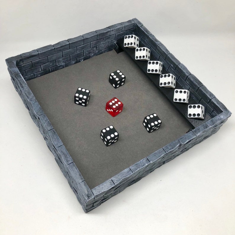 Dice Rolling Tray Castle Wall with Dice Shelf 3D Printed Etsy