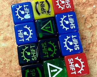 Factory SECONDS - 10x Gaslands Skid Dice - Shift / Slide / Hazard / Skid Dice 16mm - Miniatures Car Combat Wargame